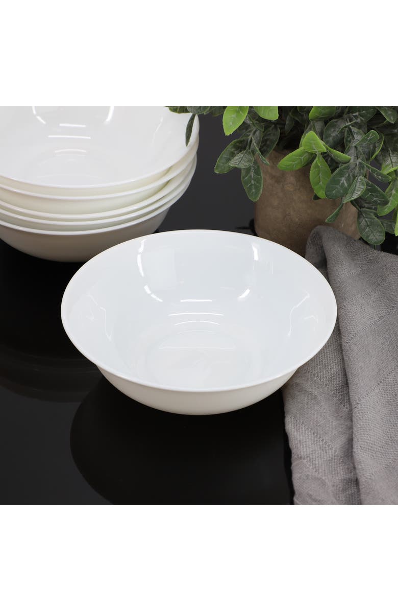 Gibson Ultra Ultra White Shadow 6 Piece 6.5 Inch Opal Glass Cereal Bowl Set, Alternate, color, White