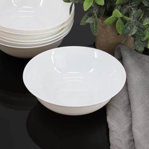 Gibson Ultra Ultra White Shadow 6 Piece 6.5 Inch Opal Glass Cereal Bowl Set In White