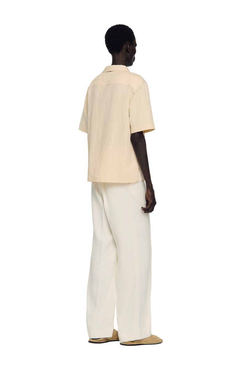 SANDRO Loose-fit floral crochet shirt, Alternate, color, Butter Cream