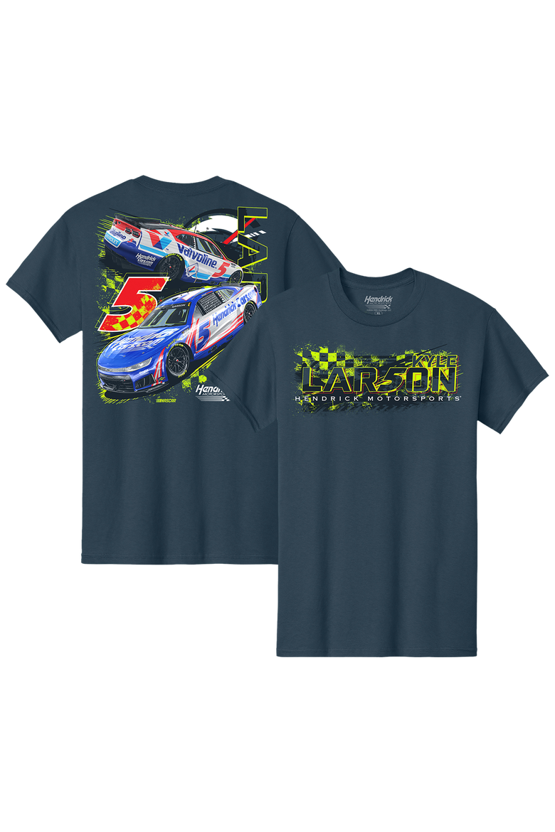 Men's Classic Ink  Navy Kyle Larson #5 HendrickCars.com & Valvoline Dual Sponsor T-Shirt, Main, color, Navy