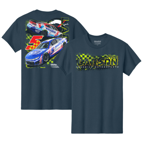 Men's Classic Ink  Navy Kyle Larson #5 HendrickCars.com & Valvoline Dual Sponsor T-Shirt