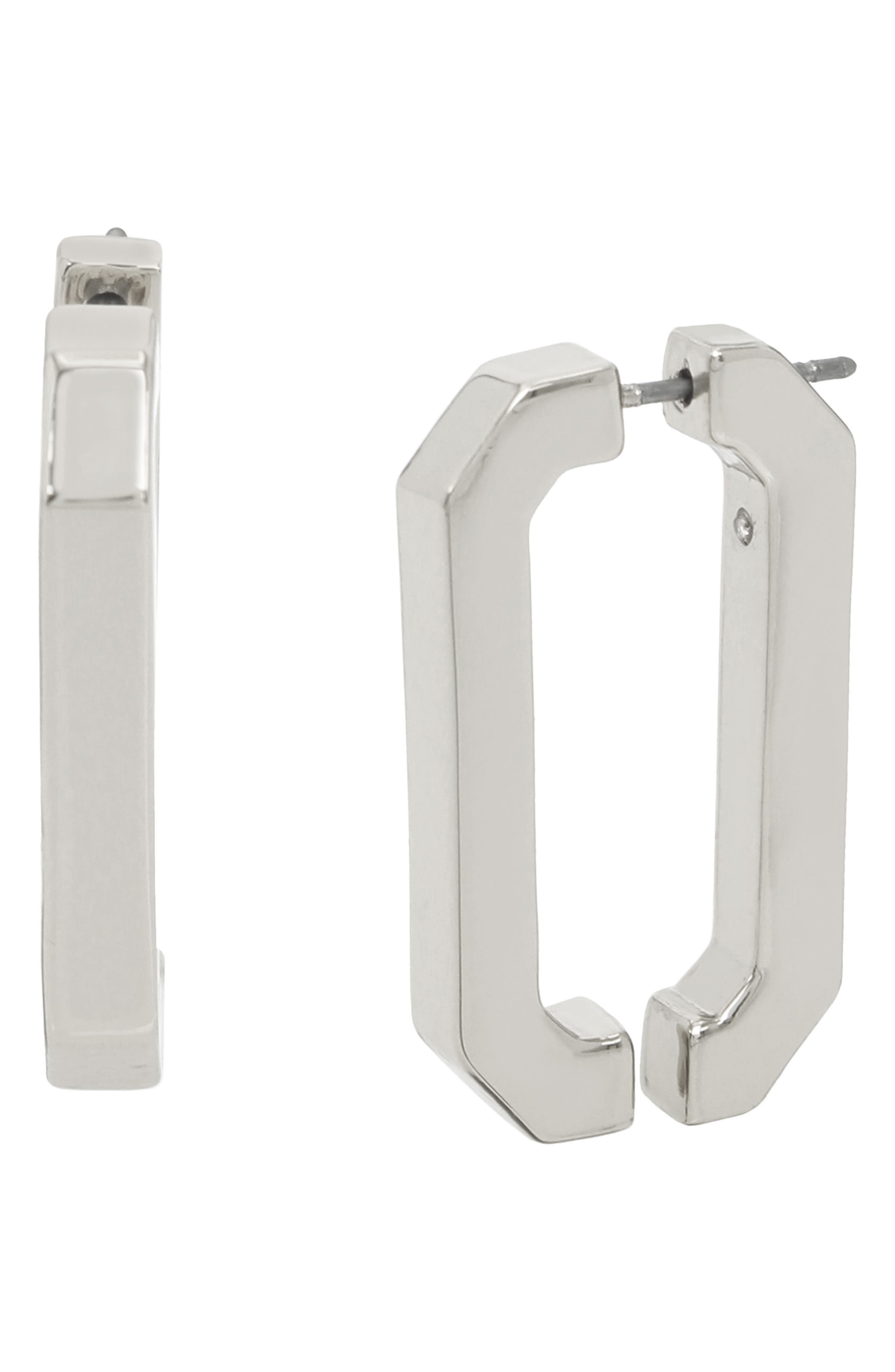 AllSaints Hexagon Hoop Front/Back Earrings