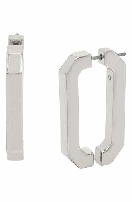 AllSaints Hexagon Hoop Front/Back Earrings