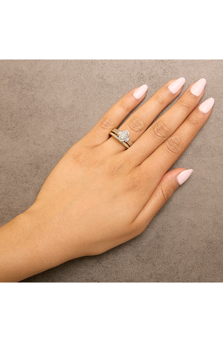 Haus of Brilliance 14K Yellow Gold Plated Sterling Silver 1/2 Cttw Marquise Cluster Diamond Bridal Set, Alternate, color, Yellow Gold Over Silver