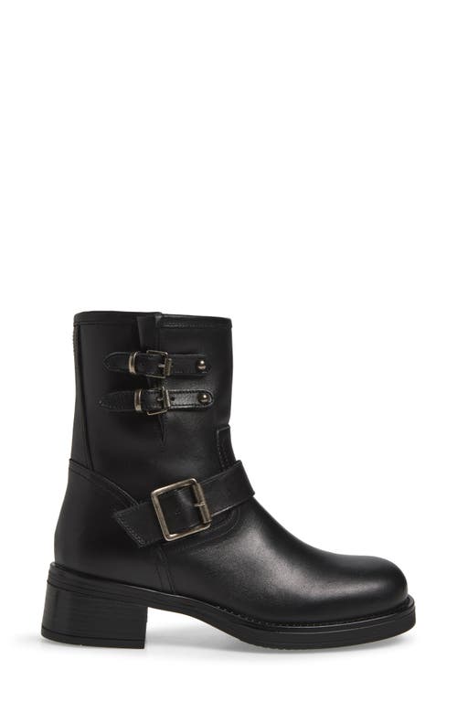 Steve Madden Archie Buckle Boot In Black Leather