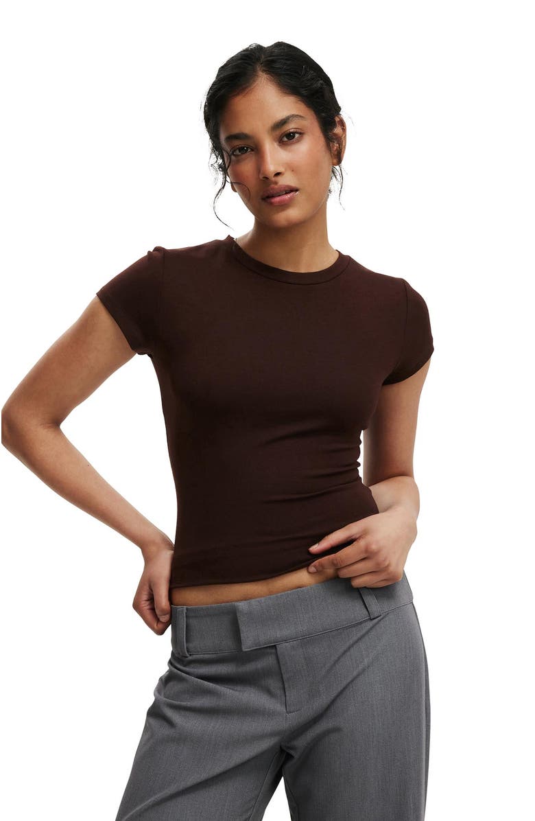 Cotton On All Day Crew Tee, Main, color, Dark Oak