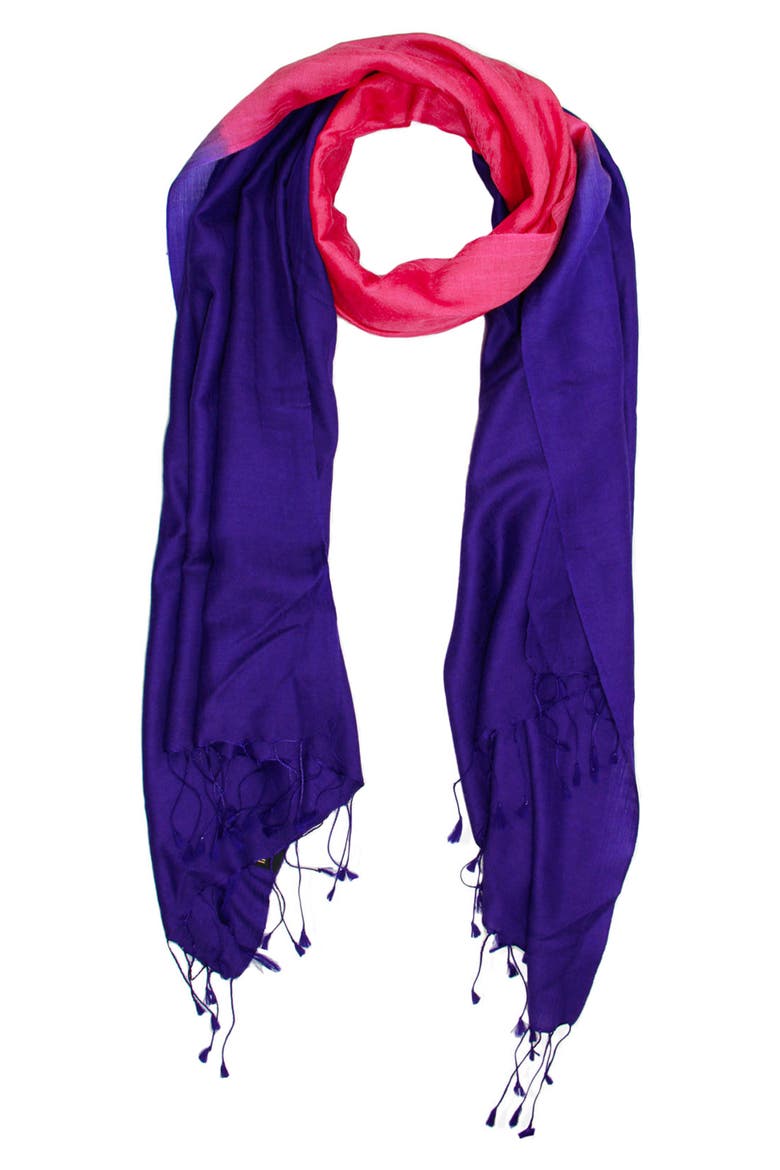 Arielle Two-Tone Cashmere Scarf, Alternate, color, BLUE/ PINK MULTI