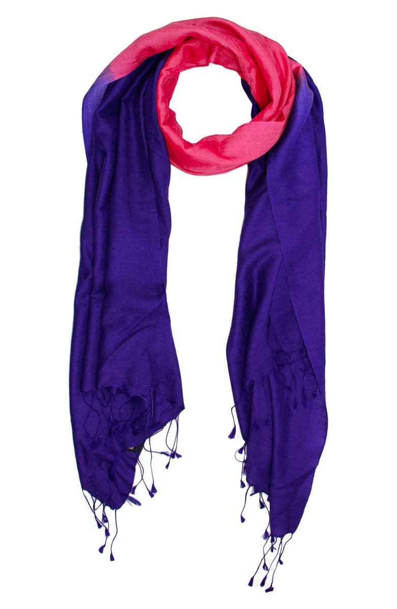 SAACHI Arielle Two-Tone Cashmere Scarf, Alternate, color, Blue/ Pink Multi