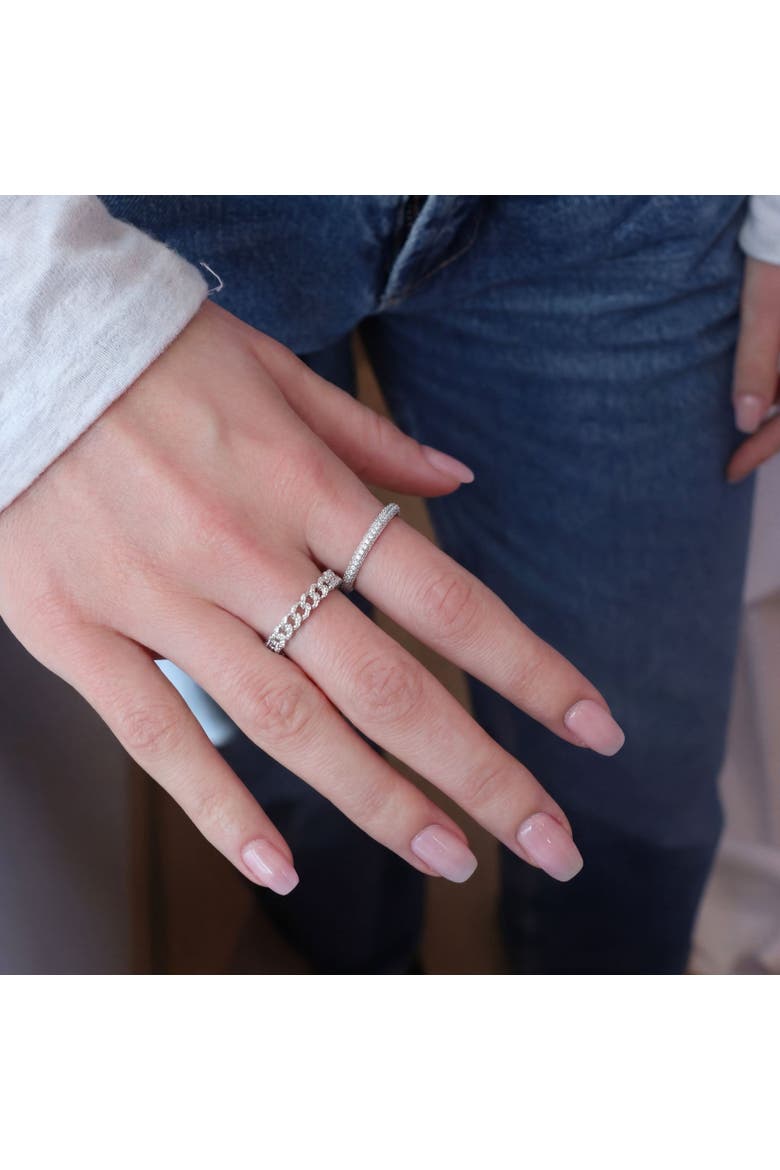 CZ Curb Link Ring, Alternate, color, Silver