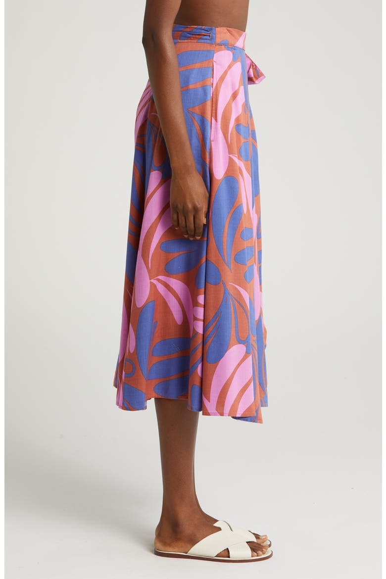 Valencia Floral Organic Cotton Wrap Skirt, Alternate, color, AUBURN ABSTRACT FLORAL