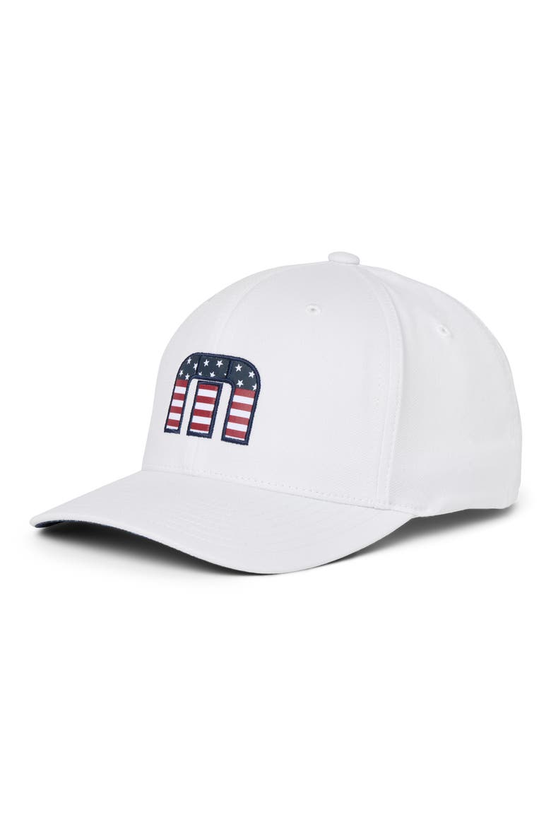 Flag Dad 3.0 Fitted Baseball Cap, Main, color, WHITE