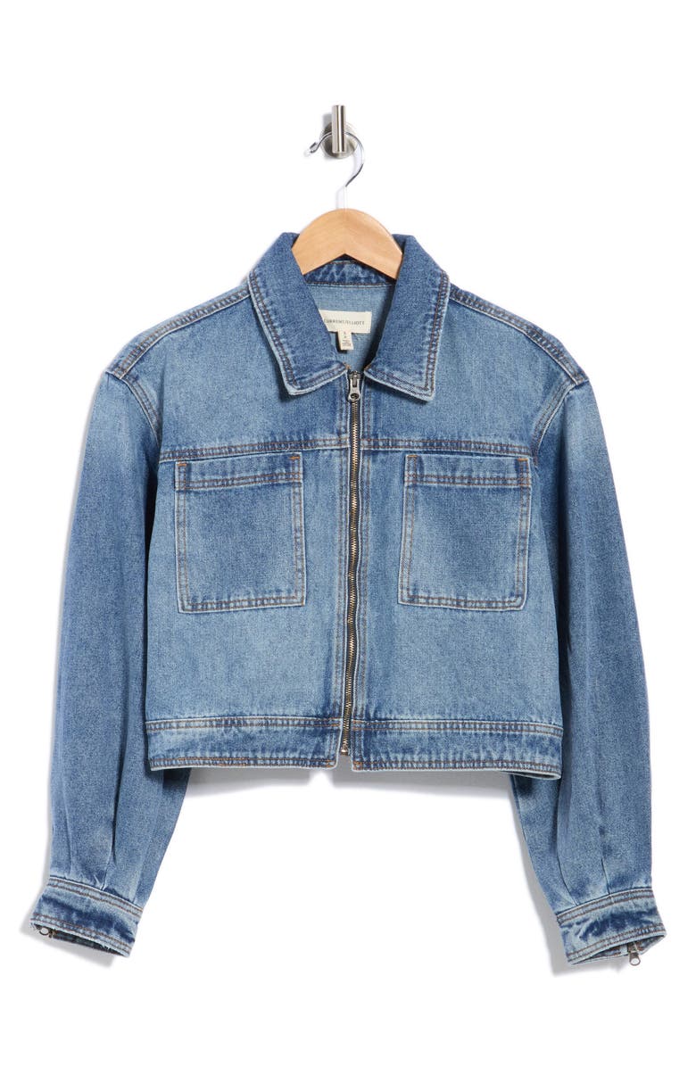Current/Elliott Blouson Sleeve Crop Jacket, Main, color, Vintage Denim