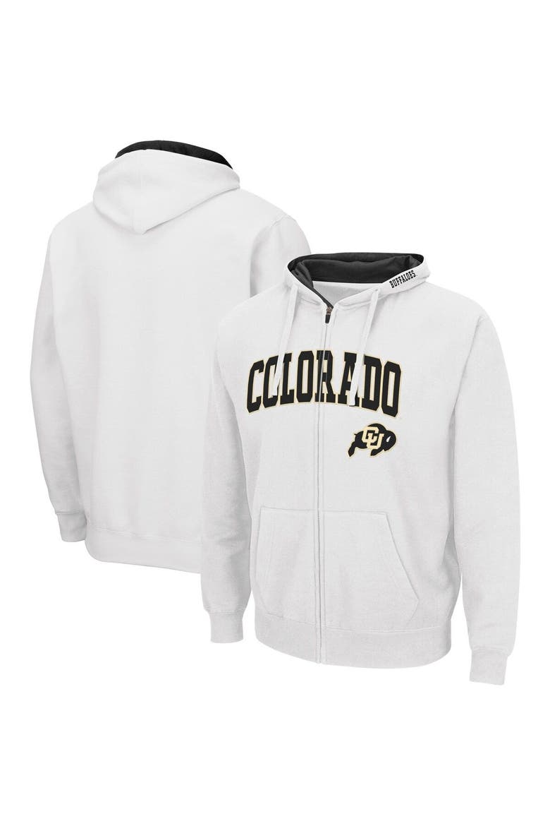 Men's Colosseum White Colorado Buffaloes Arch & Logo 3.0 Full-Zip Hoodie, Main, color, White
