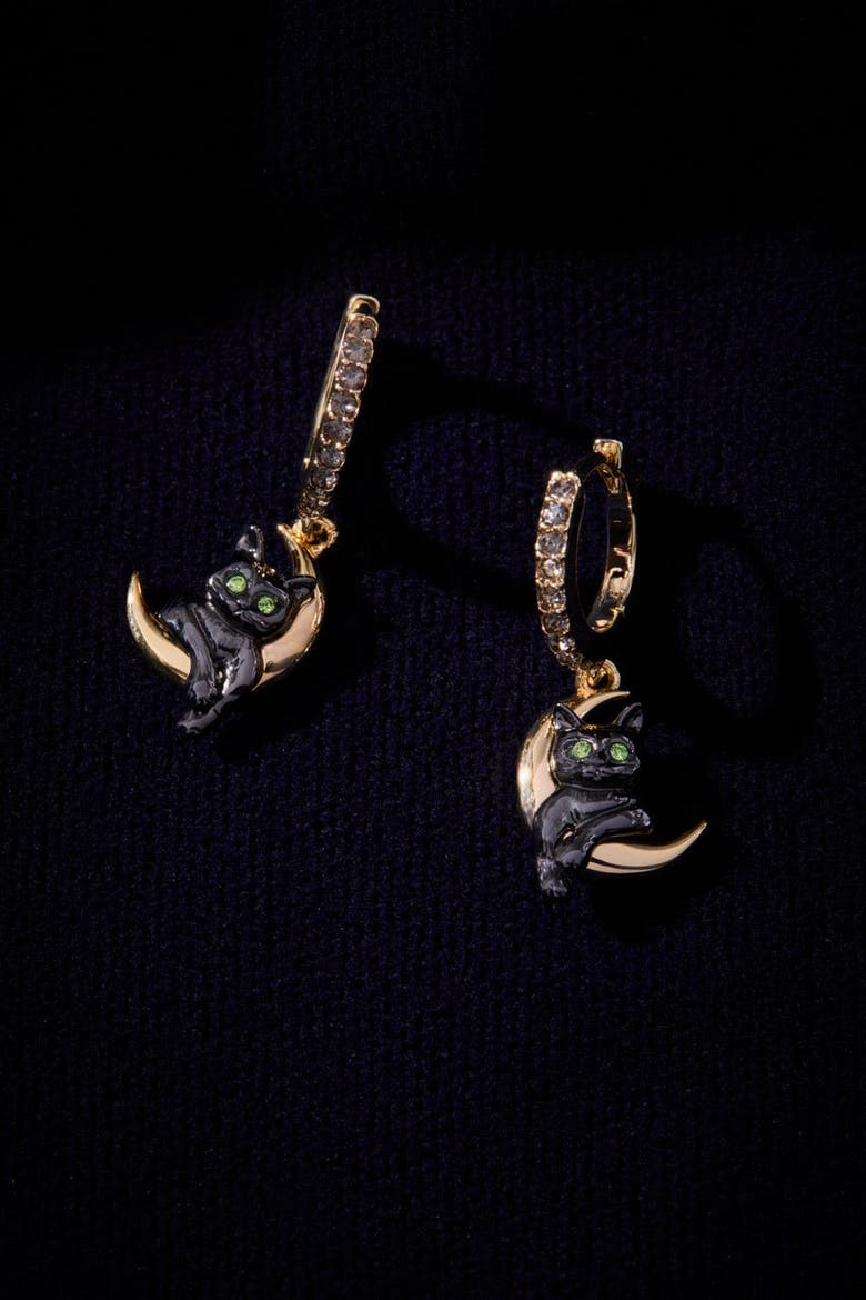 Celestial Cat Huggie Earring, Alternate, color, Gold