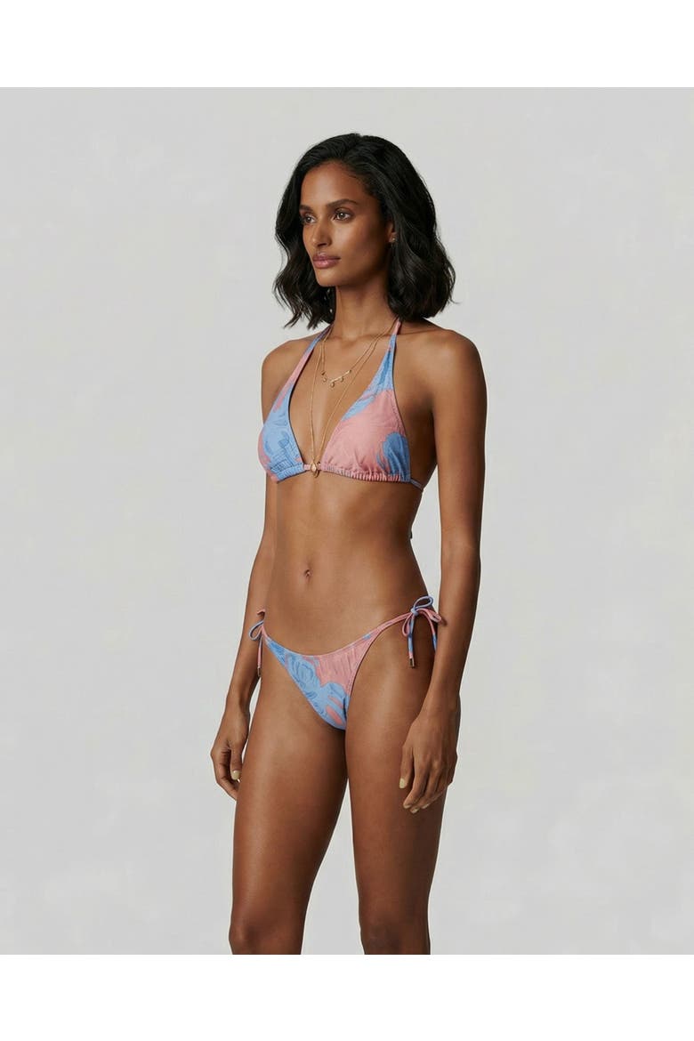 Monstera Floral Womens Bikini Top, Alternate, color, Monstera Floral Coral