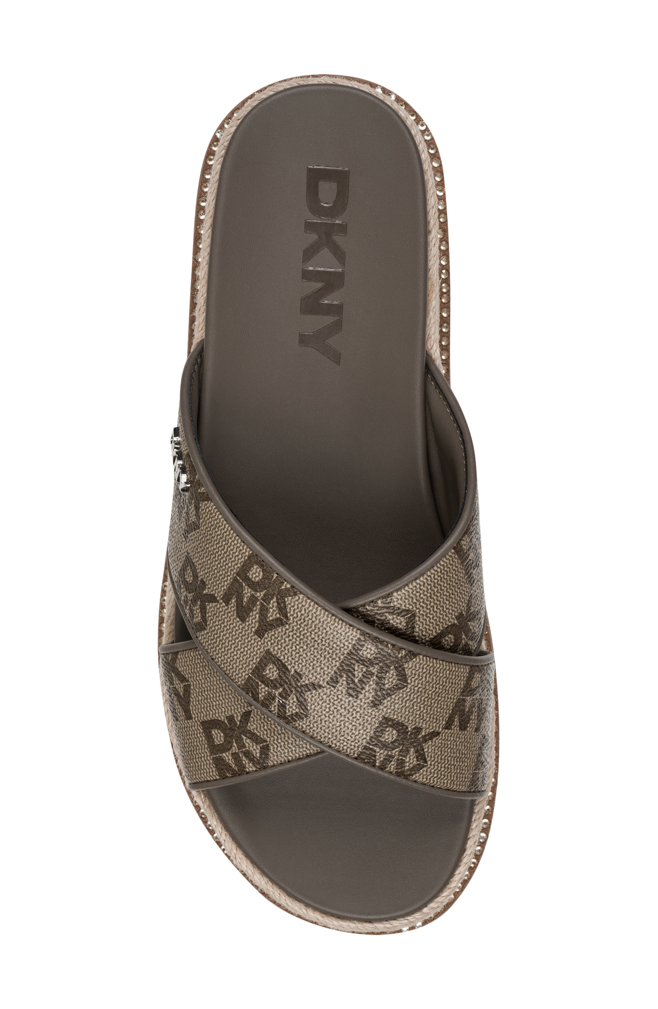 DKNY Berris Cross Band Slide Sandal, Alternate, color, Chino
