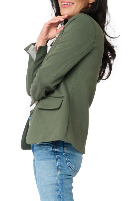 Gibsonlook Inverted Notch Collar Cotton Blend Knit Blazer In Green
