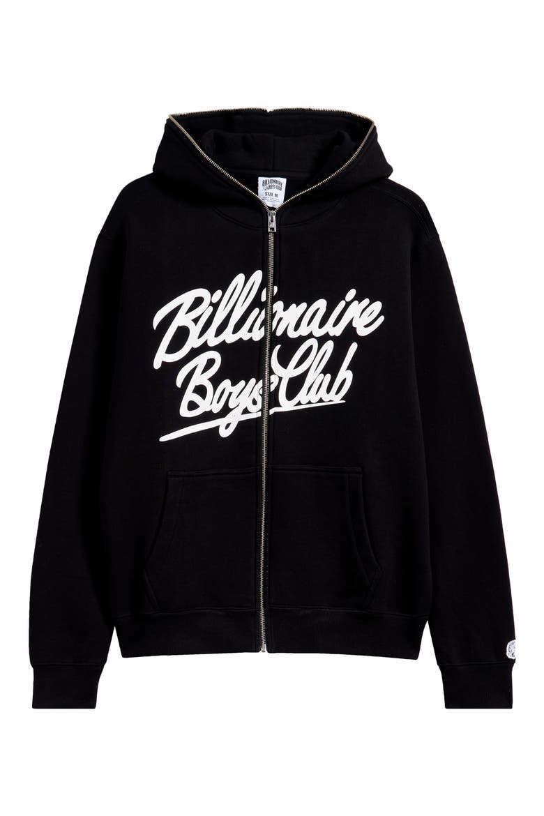 BB Script Logo Zip Hoodie, Alternate, color, BLACK