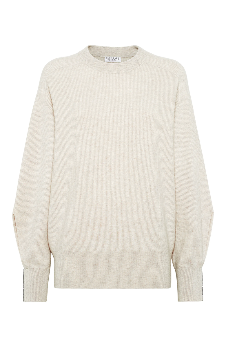 Brunello Cucinelli English rib knit sweater with monili, Main, color, 