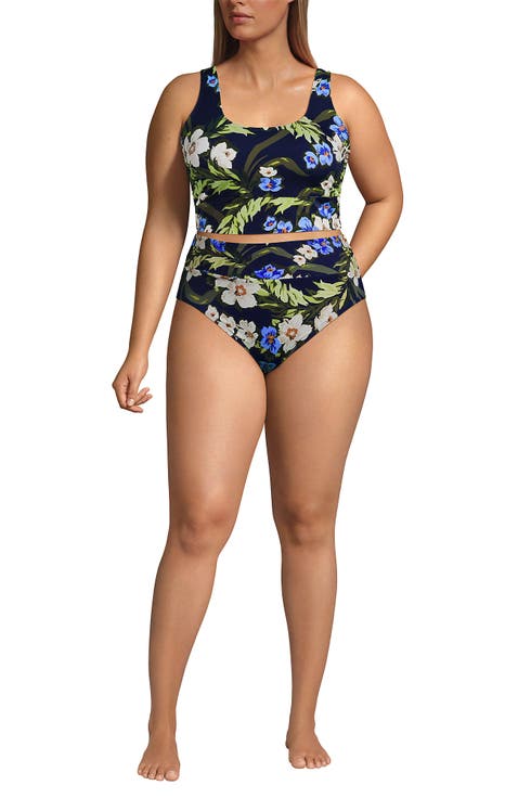 Tugless Tankini Top and High Waisted Bottom Swimsuit Set
