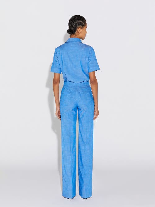 Callas Milano Vesper Stretch Denim Poplin Shirt In Blue