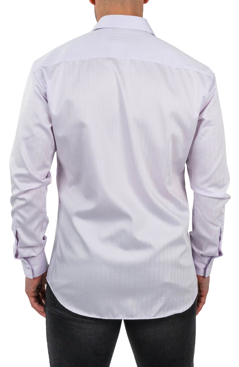 Maceoo Classic Sheer Lilac Cotton Herringbone Button-Up Shirt, Alternate, color, Purple