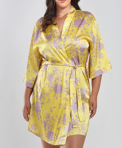 Floral Printed Satin Robe