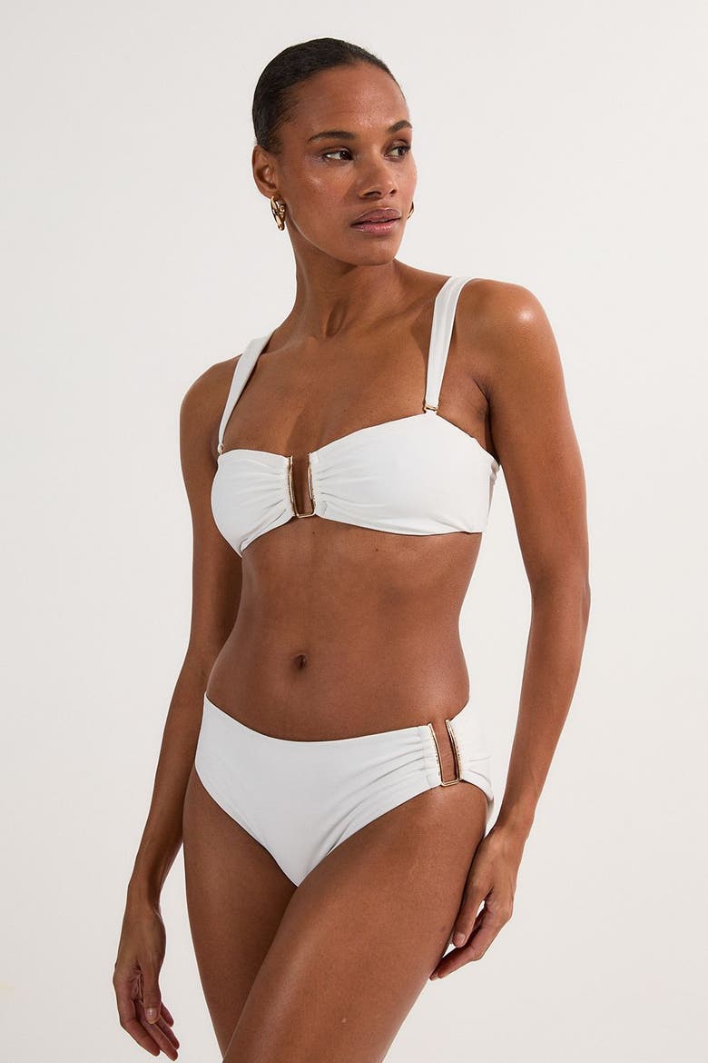 Bikini Bottoms With Gold Trim, Alternate, color, White