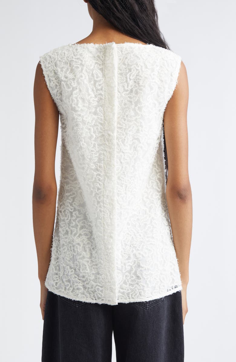 Proenza Schouler Virginie Embroidered Fringe Mesh Top, Alternate, color, Off White