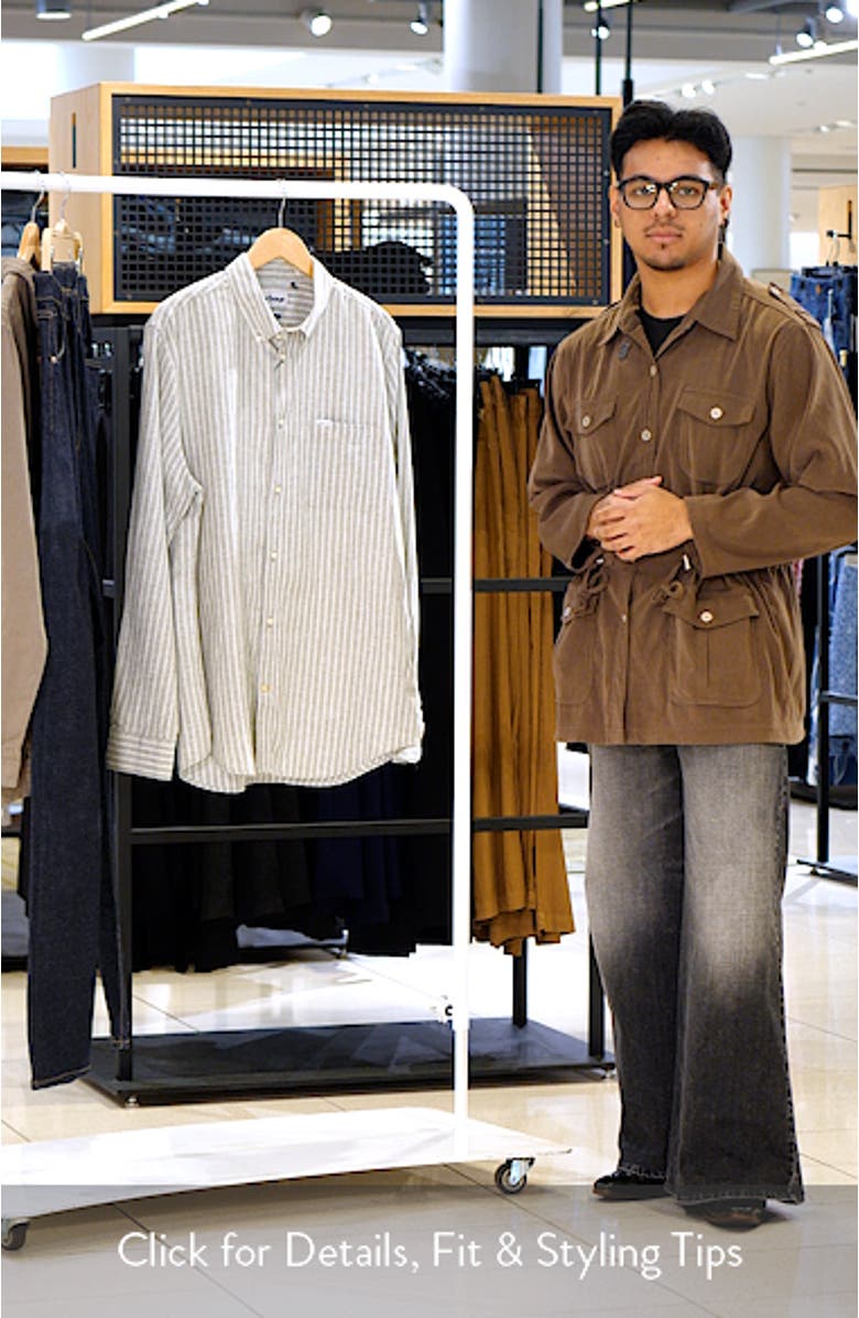 Nelson Tailored Fit Stripe Linen & Cotton Button-Down Shirt, sales video thumbnail