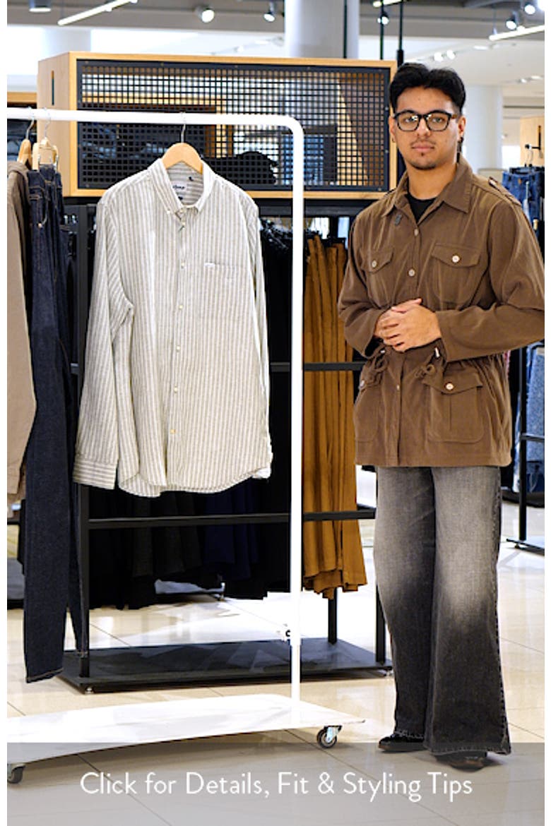 Nelson Tailored Fit Stripe Linen & Cotton Button-Down Shirt video