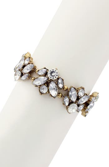 Olivia Welles Lynda Crystal Bracelet In Burnished Gold/clear