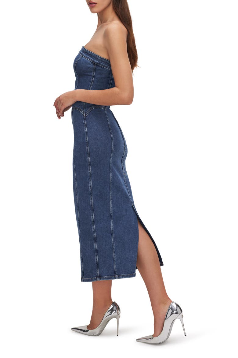 Denim Tube Midi Dress, Alternate, color, INDIGO594