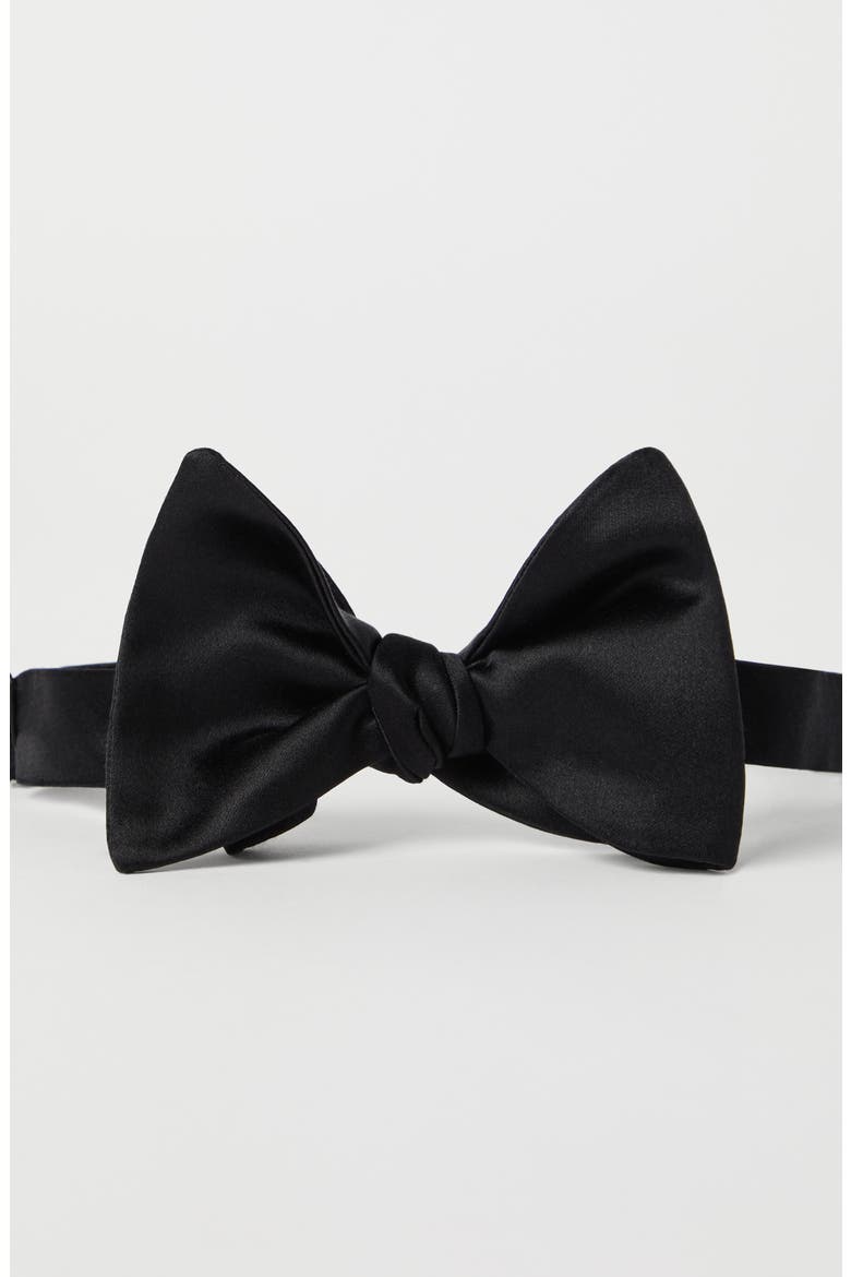 Satin bowtie, Alternate, color, Black