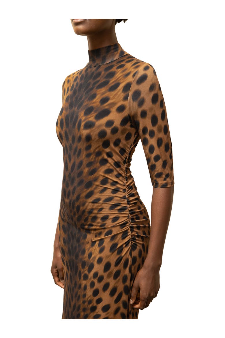 Mock Neck Jersey Dress, Alternate, color, Brown