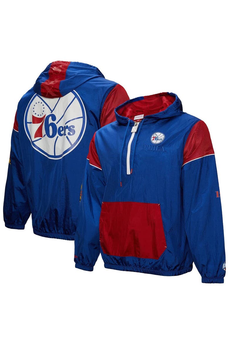 Unisex Mitchell & Ness  Royal Philadelphia 76ers Hardwood Classics Team OG 3.0 Anorak Half-Zip Windbreaker Jacket, Main, color, Royal