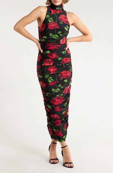 Sonia Shiny Knit Ruched Maxi Dress