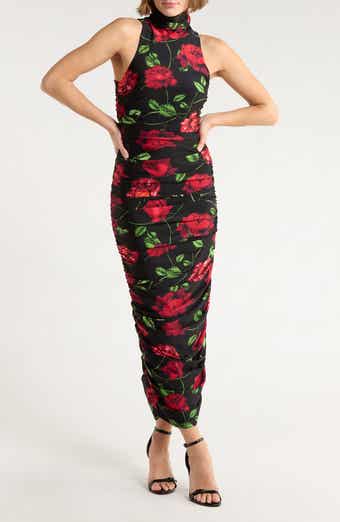 AFRM LOS ANGELES Sonia Shiny Knit Ruched Maxi Dress