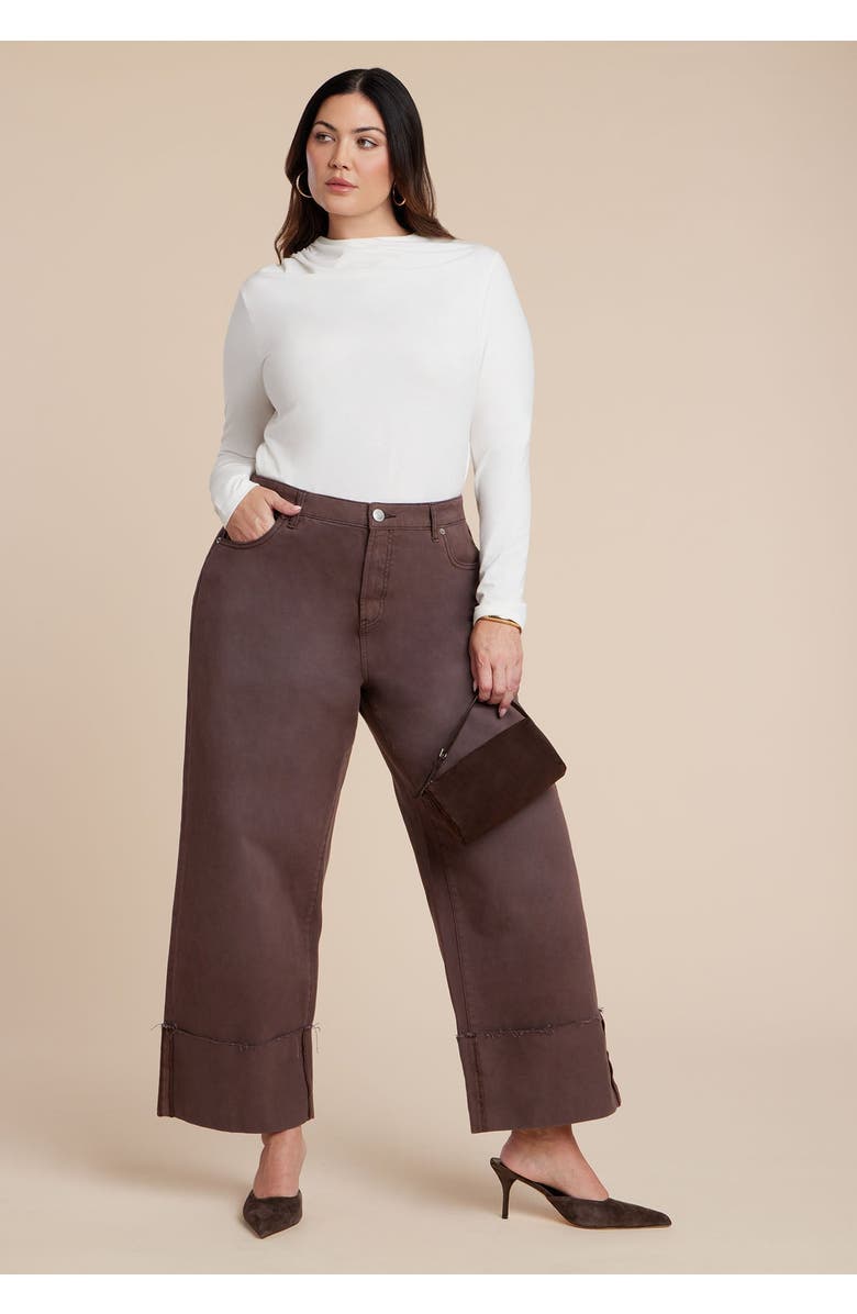 ELOQUII Tall Cuff Jean, Main, color, Brown