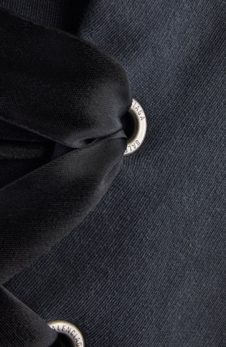 Balenciaga Lace-Up Back Zip Hoodie, Alternate, color, 1041 Faded Washed Black