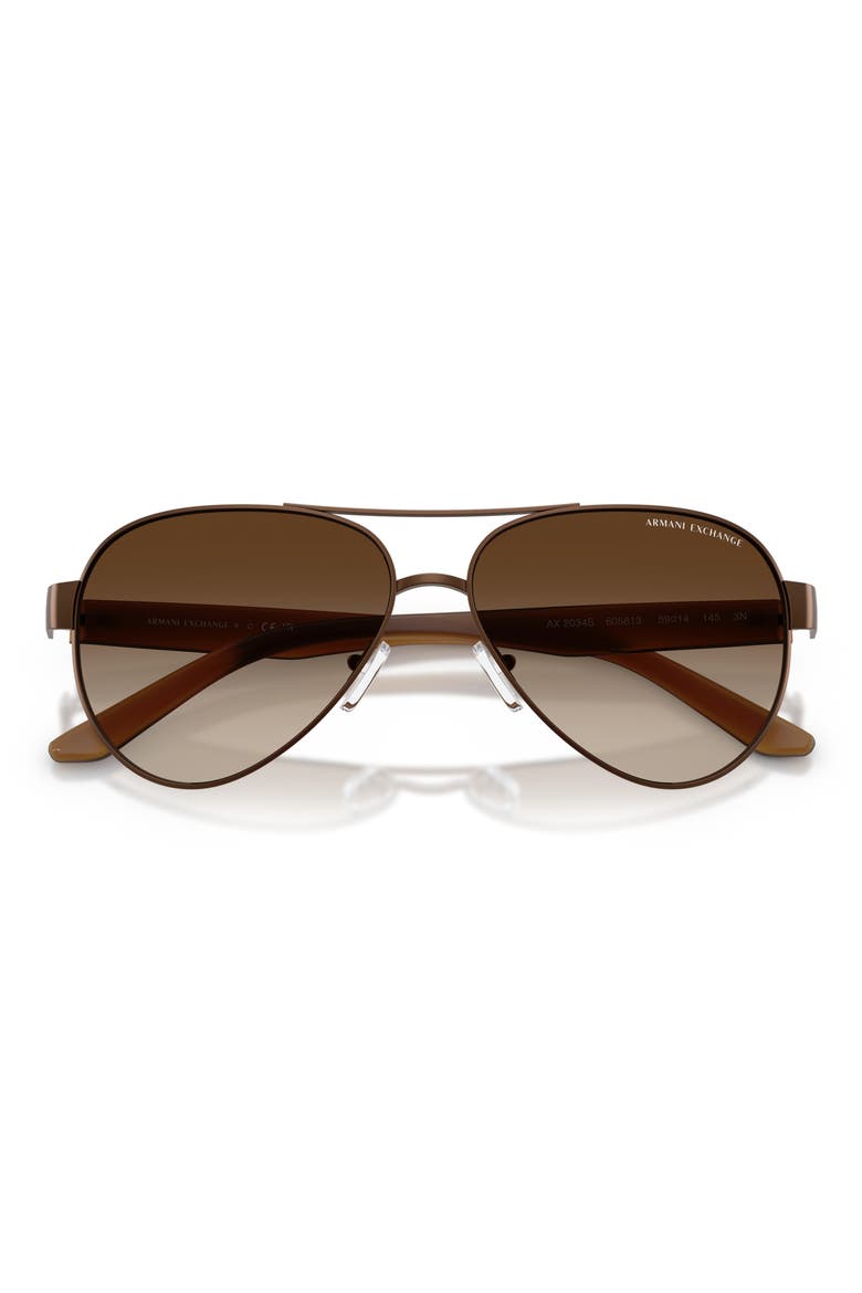 59mm Gradient Pilot Sunglasses, Alternate, color, MATTE BROWN / GRADIENT BROWN