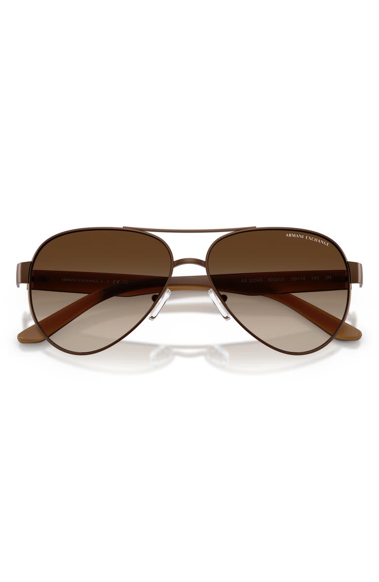 Armani Exchange 59mm Gradient Pilot Sunglasses, Alternate, color, Matte Brown / Gradient Brown
