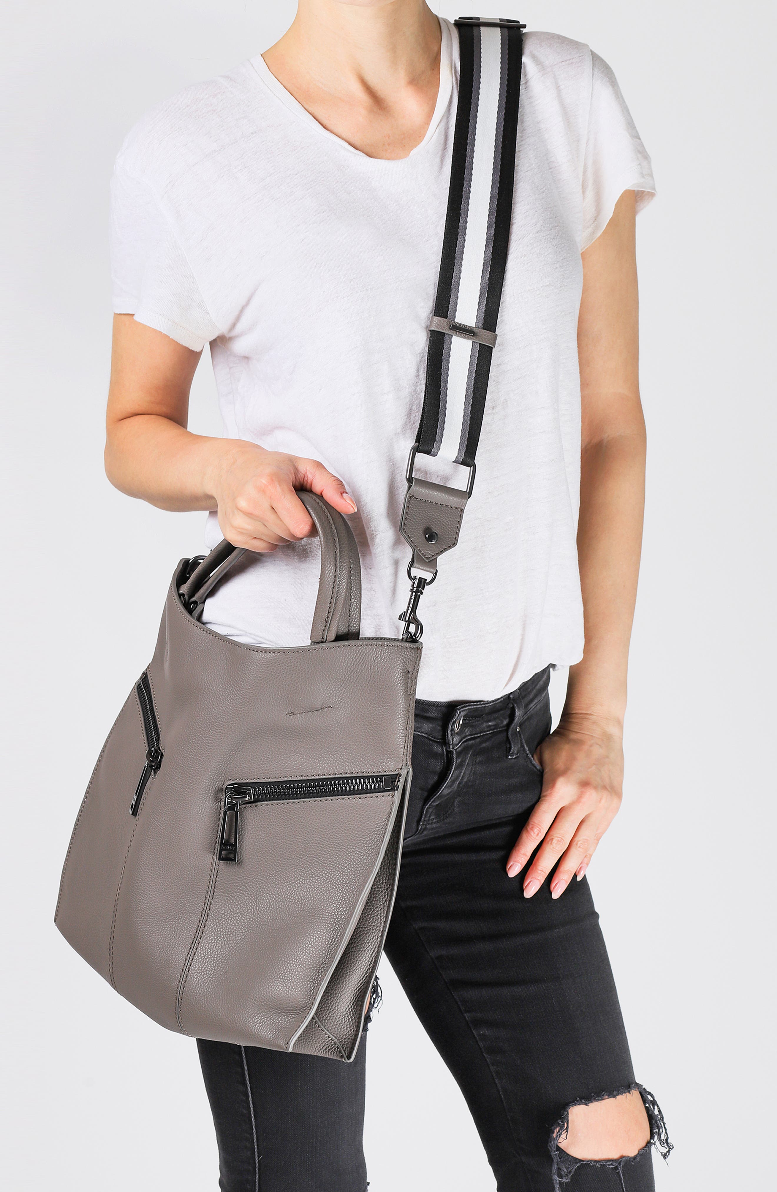 Trigger Pebbled Leather Satchel, Alternate, color, WINTER GREY