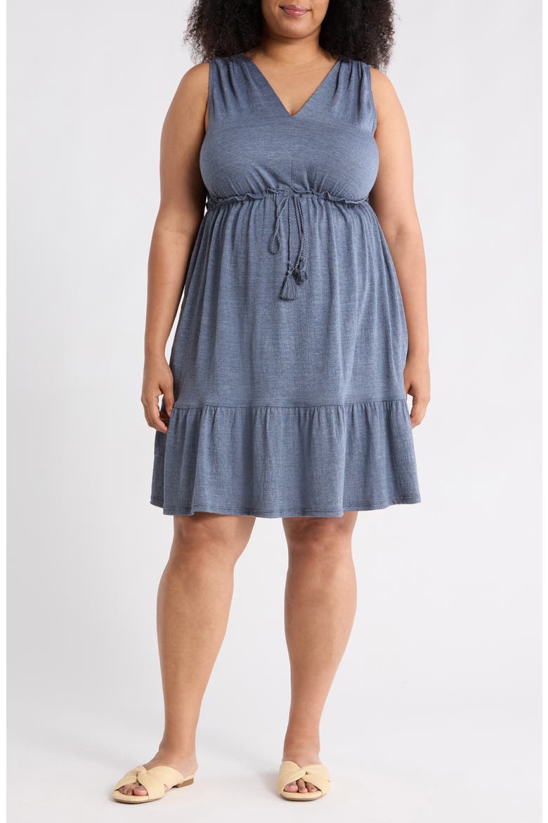 Sleeveless Tiered Dress, Main, color, DENIM-DENIM