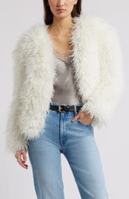 Open Edit Shaggy Faux Fur Open Front Jacket