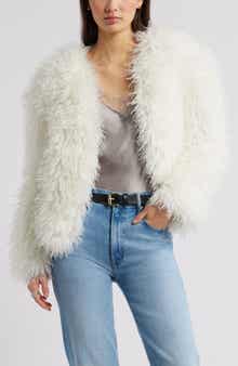 Open Edit Shaggy Faux Fur Open Front Jacket