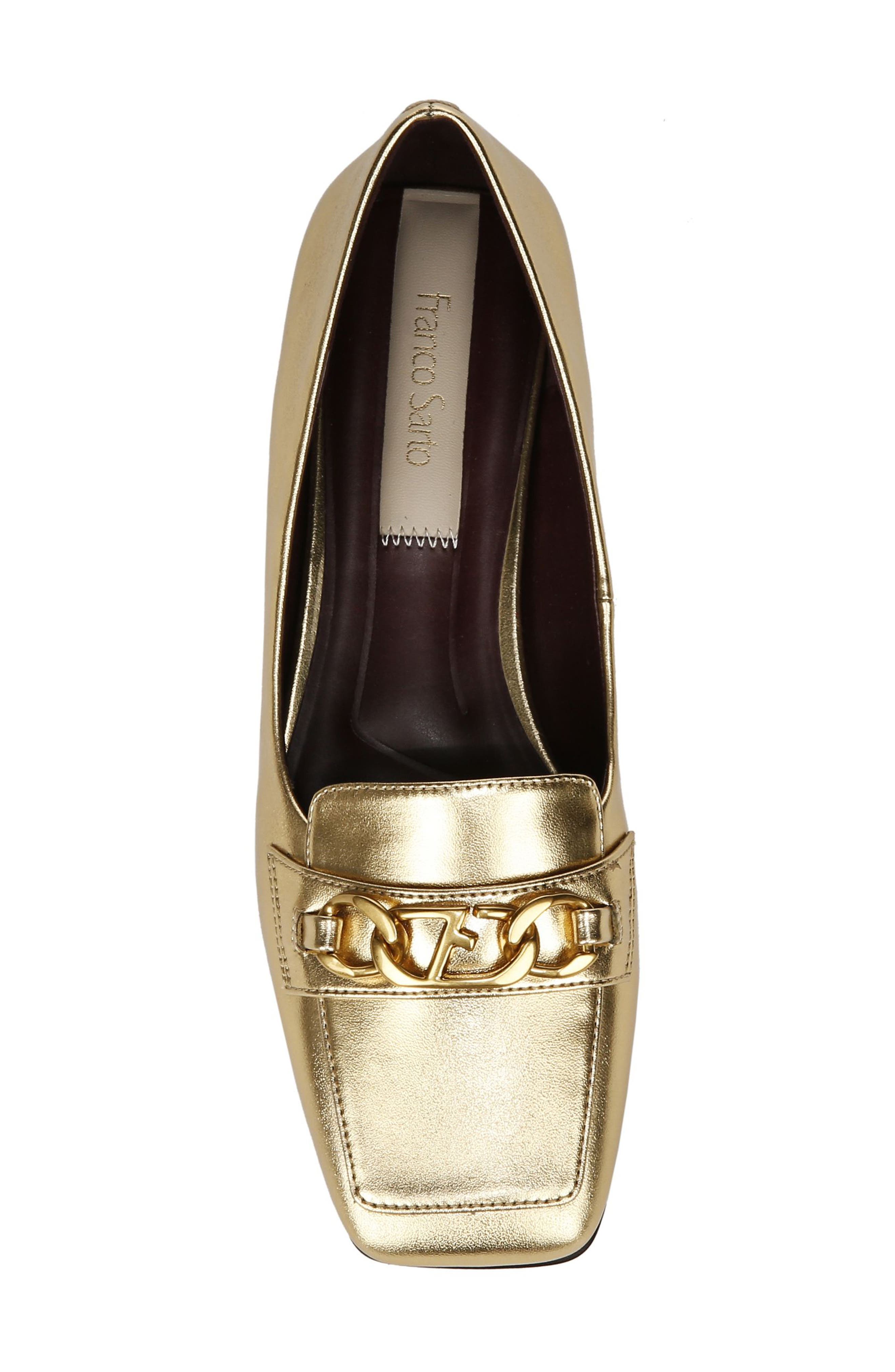 Tiari Chain Square Toe Loafer, Alternate, color, GOLD