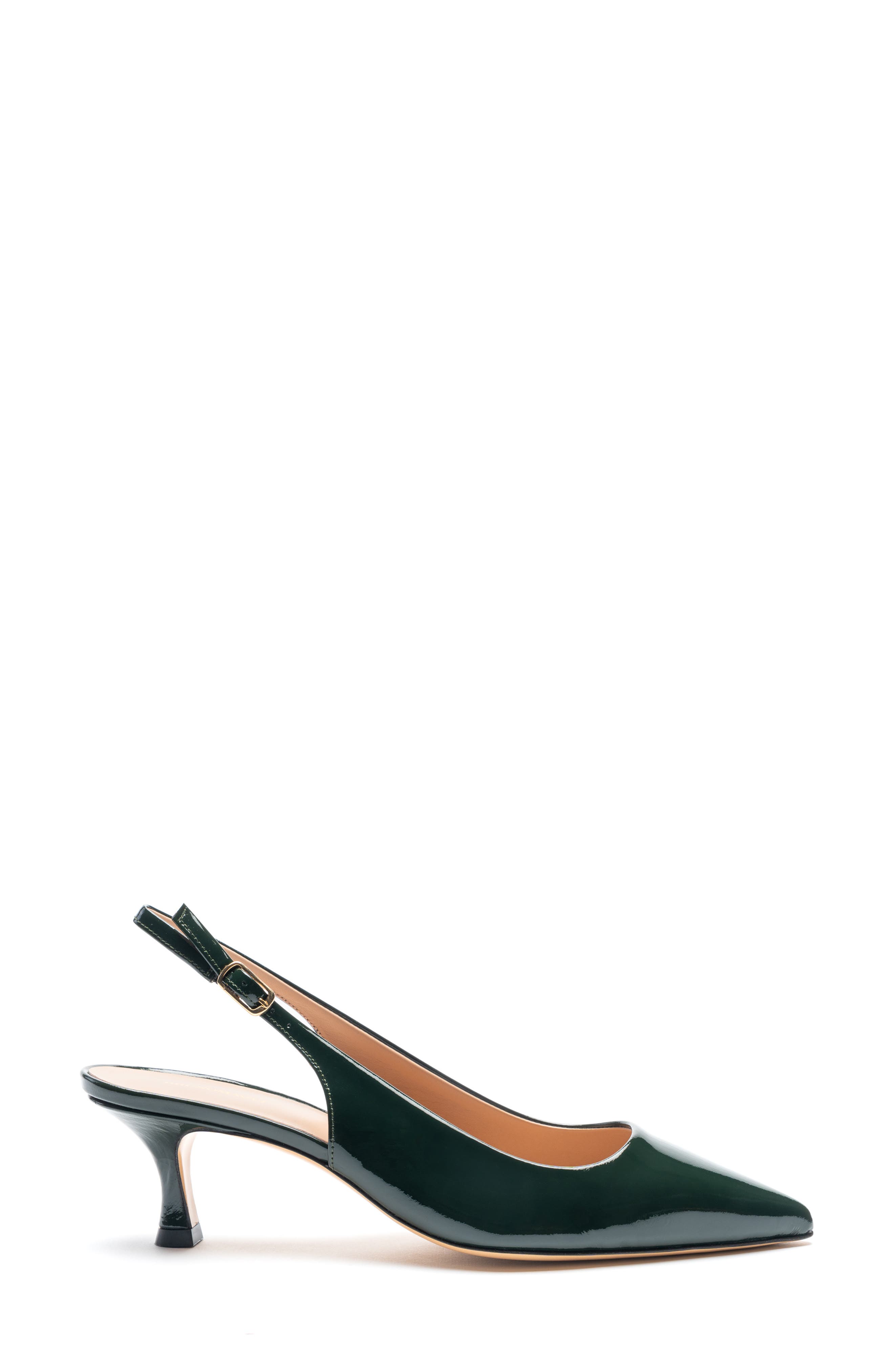 Palerma Pointed Toe Kitten Heel Slingback Pump, Alternate, color, EMERALD PATENT