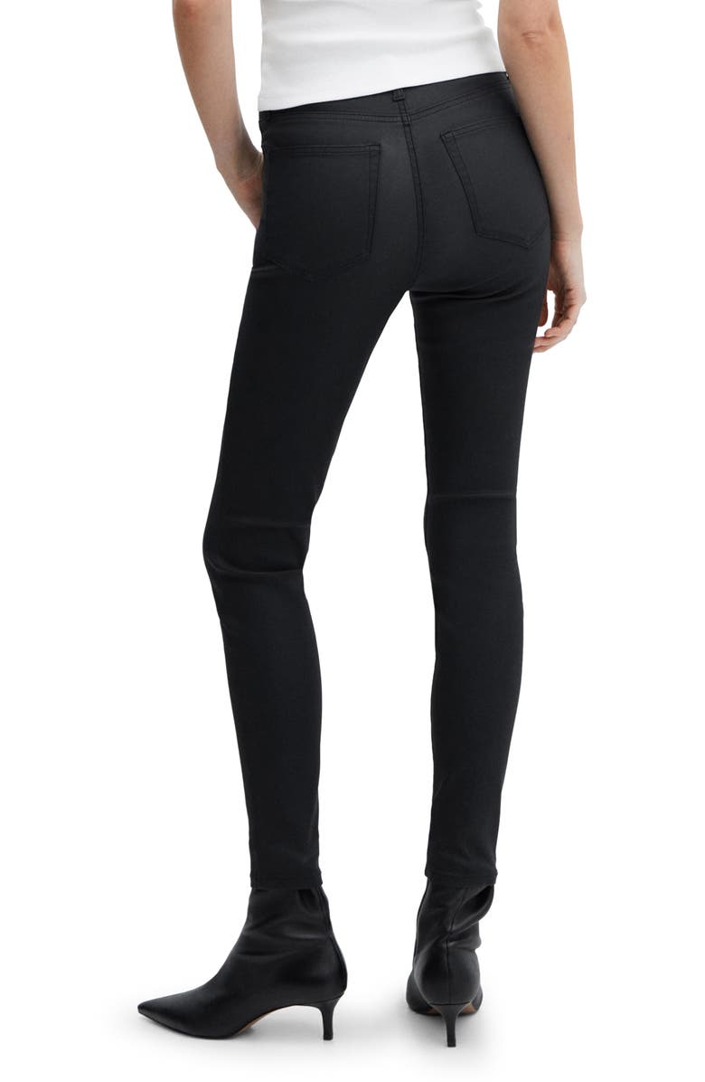 MANGO Waxed High Waist Skinny Jeans, Alternate, color, 