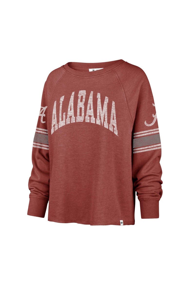 Women's '47 Crimson Alabama Crimson Tide Allie Modest Raglan Long Sleeve Cropped T-Shirt, Alternate, color, Crimson